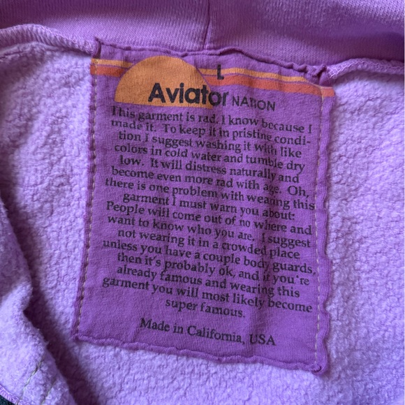 AVIATOR NATION 5 STRIPE HOODIE - NEON PURPLE - SIZE L - Picture 2 of 7
